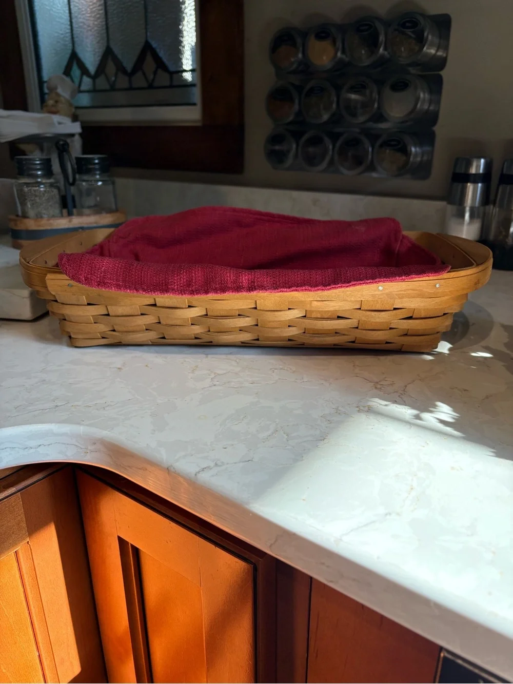 Longaberger Woven Bread Basket with Red Liner